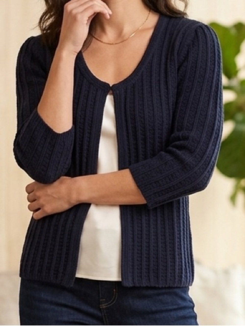 Open-Front Ribbed Sweater Cardigan